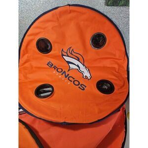 Denver BRONCOS NFL Round Folding Tailgate Table Orange 4 Cup Holders NWOT